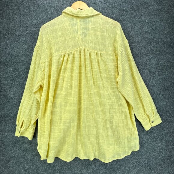 Soft‎ Surroundings Tunic Shirt Womens 3X Yellow Button Up Textured Gauze - Picture 5 of 15